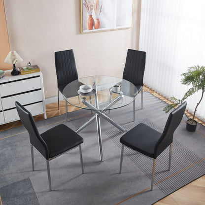 Minimalist Design Dining Chair Set of 4 with Metal Frame - Black or White