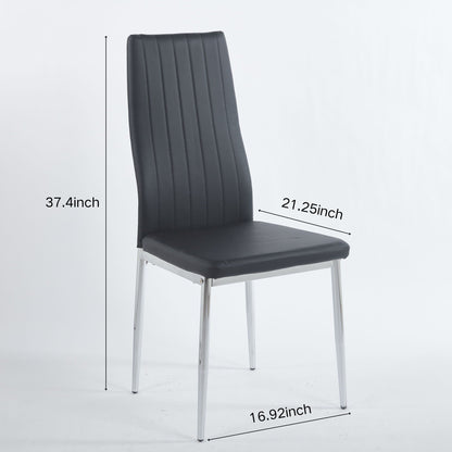 Minimalist Design Dining Chair Set of 4 with Metal Frame - Black or White