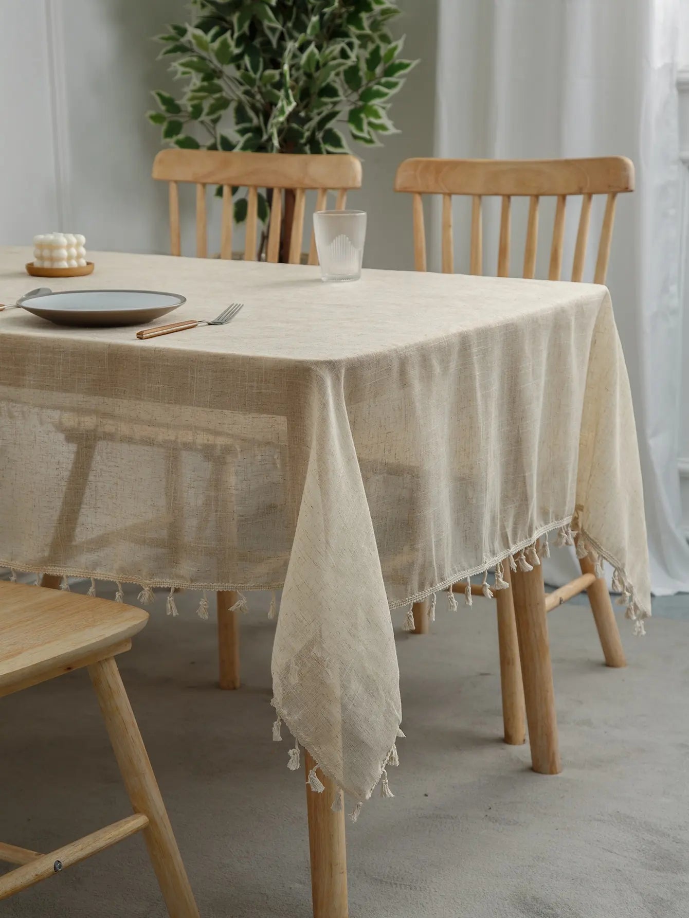 Linen Tablecloth for Rectangle Tables, Washable French Style Polyester Table Cloths for Indoor, Outdoor Dining, and Party Decor