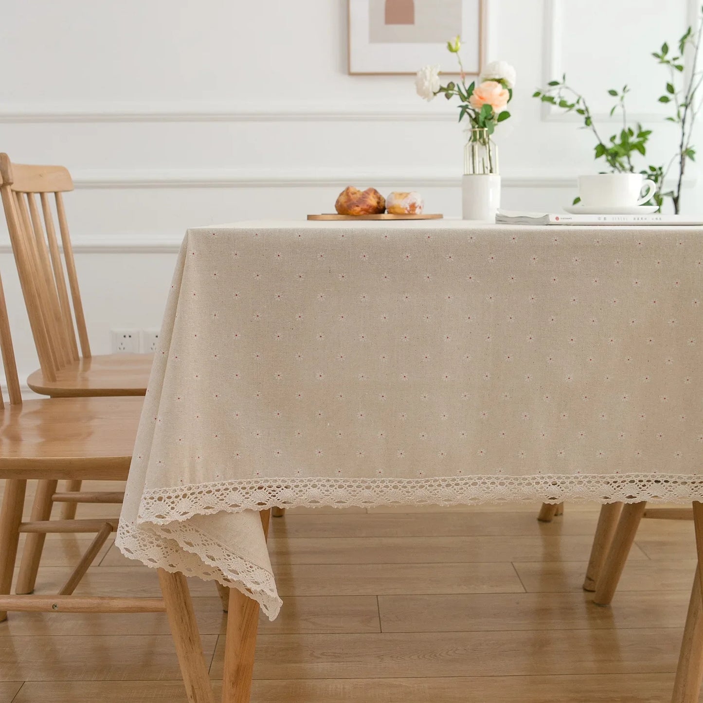 Pastoral Red and White Plaid Tablecloth Linen Cotton Square Coffee Table Cloth Rectangular Picnic Tablecloth Tableware for Home