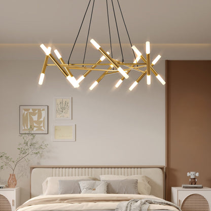 Golden Modern Chandelier Light Fixture with Branch Design - Gold