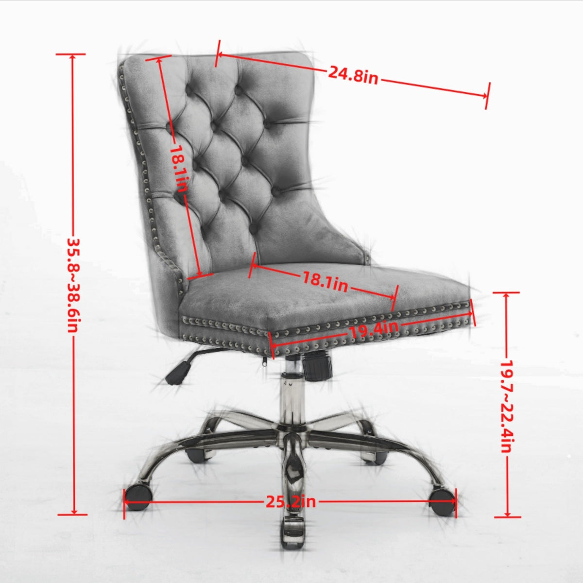 Purple Modern Velvet Upholstered Office Chair with Tufted Buttons - Golden Accents