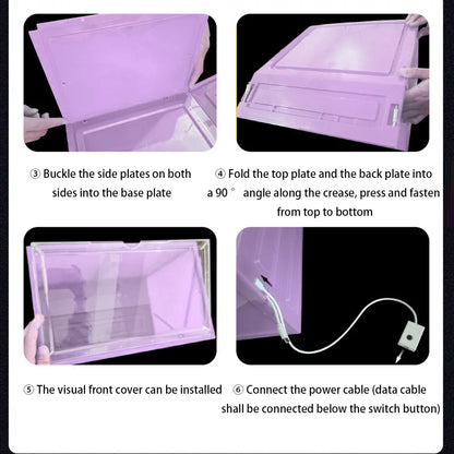 Transparent Luminous Shoe Box with LED Light Sound Control Thickened Plastic Dustproof Shoe Storage Box Organizer