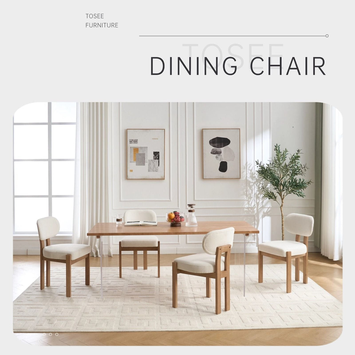 Dining Chairs with Ergonomic Backrest and Adjustable Feet - Set of 2