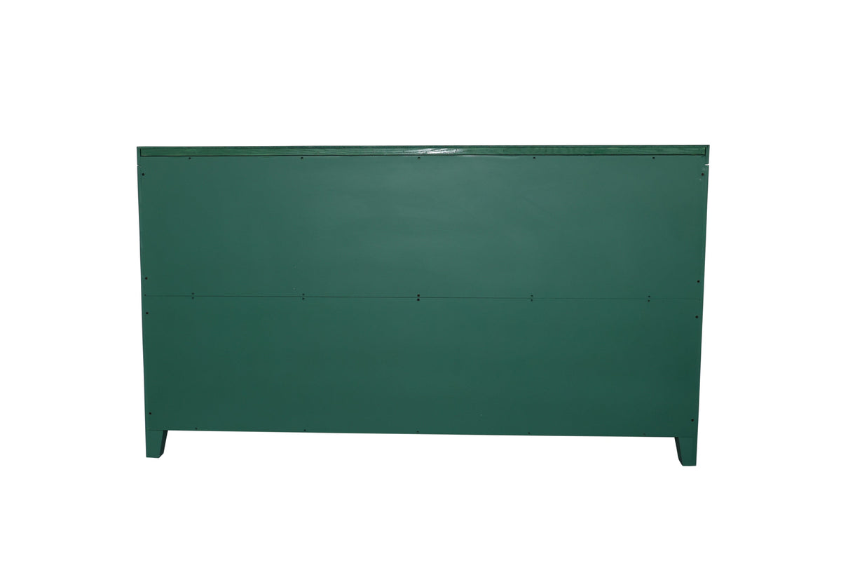59in Green Accent Cabinet with 4 Doors - Mid Century Modern Buffet - Dark Green