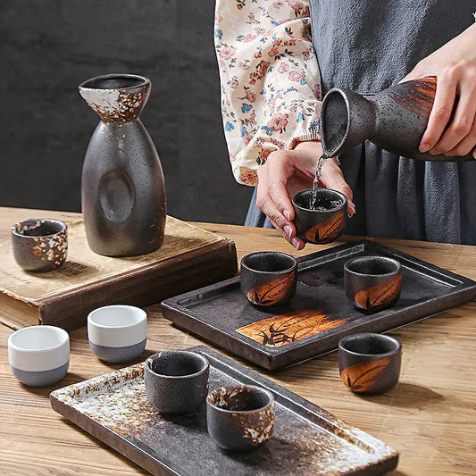 Elegant Ceramic Sake Cup Set with Decanter - Eco-Friendly Drinkware for Wine, Liquor & Beer - Home Bar & Brewing Essentials