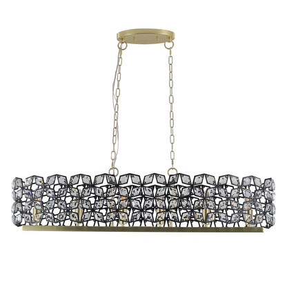 39" Contemporary Crystal Pendant Chandelier with K9 Crystal - Black & Gold