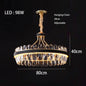Dimmable LED Crystal Oval Ceiling Chandeliers - Black Leather Luxury Lustres for Dining Room Decor