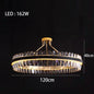 Dimmable LED Crystal Oval Ceiling Chandeliers - Black Leather Luxury Lustres for Dining Room Decor