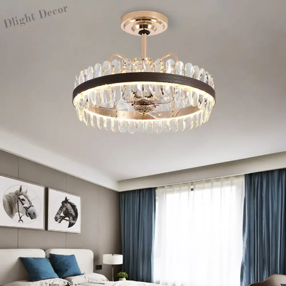 Dimmable LED Crystal Oval Ceiling Chandeliers - Black Leather Luxury Lustres for Dining Room Decor