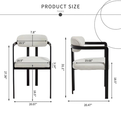 Dining Arm Chairs Set of 2 with Fabric Upholstery and Metal Legs - Green, Orange, or Beige