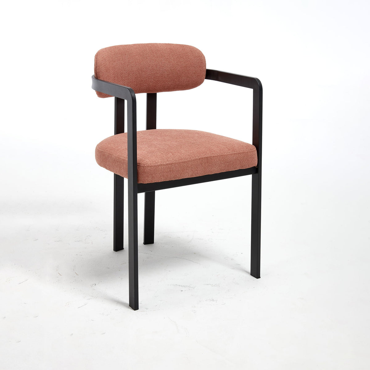 Dining Arm Chairs Set of 2 with Fabric Upholstery and Metal Legs - Green, Orange, or Beige