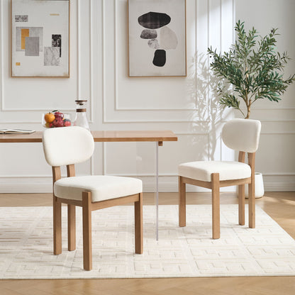 Dining Chairs with Ergonomic Backrest and Adjustable Feet - Set of 2