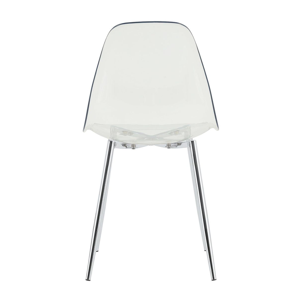 Modern Minimalist Transparent Dining Chair Set with Ergonomic PET Seat - Clear/Silver