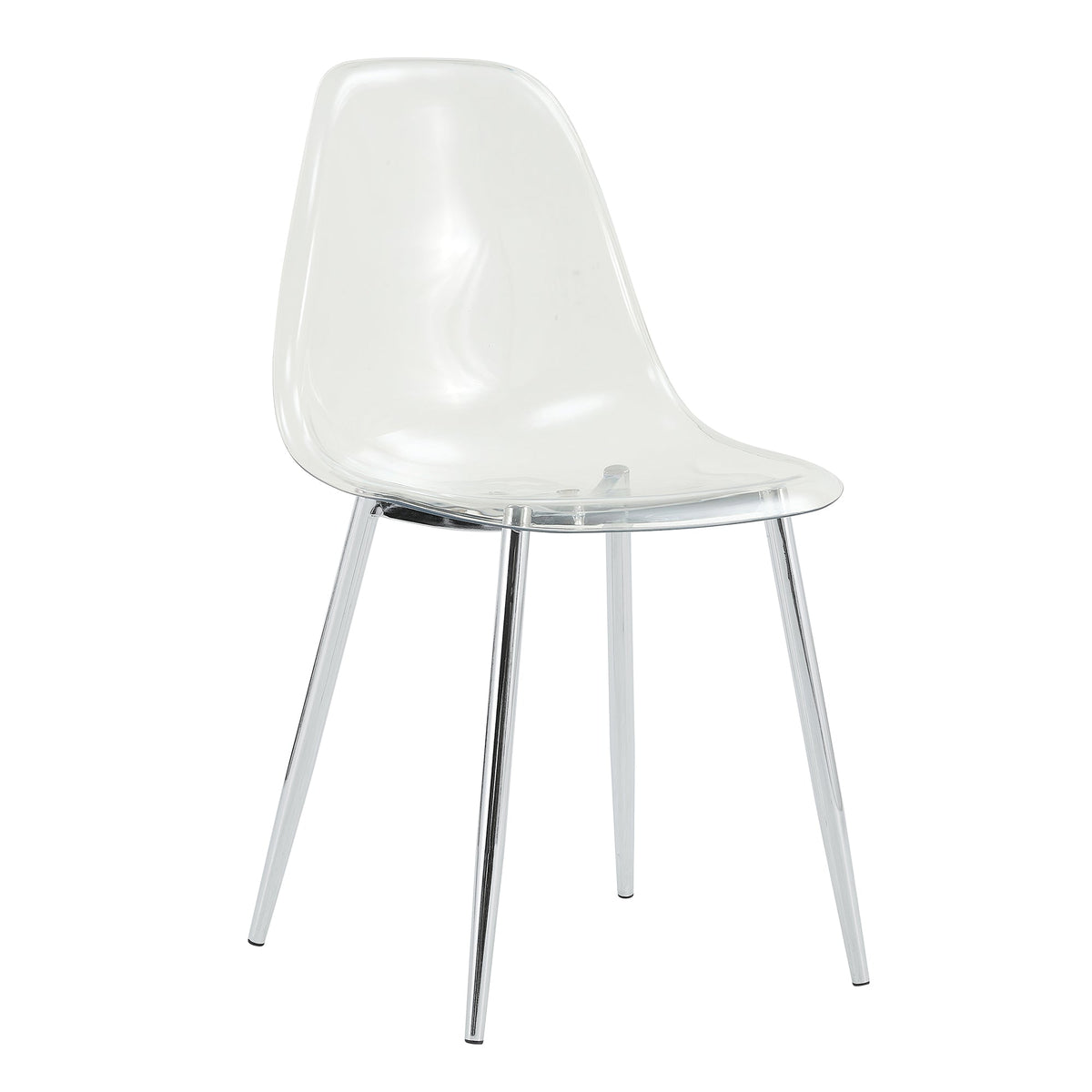 Modern Minimalist Transparent Dining Chair Set with Ergonomic PET Seat - Clear/Silver
