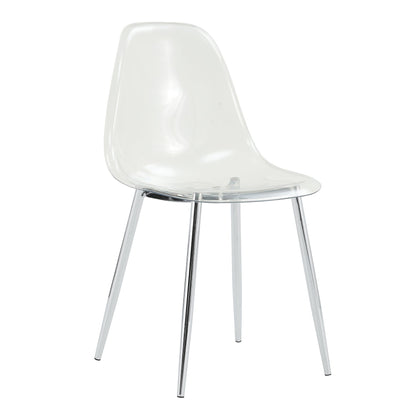 Modern Minimalist Transparent Dining Chair Set with Ergonomic PET Seat - Clear/Silver