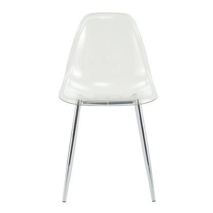 Modern Minimalist Transparent Dining Chair Set with Ergonomic PET Seat - Clear/Silver