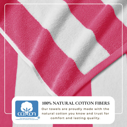 Cotton Velour Cabana Stripe Beach Towel - Novia Collection.
