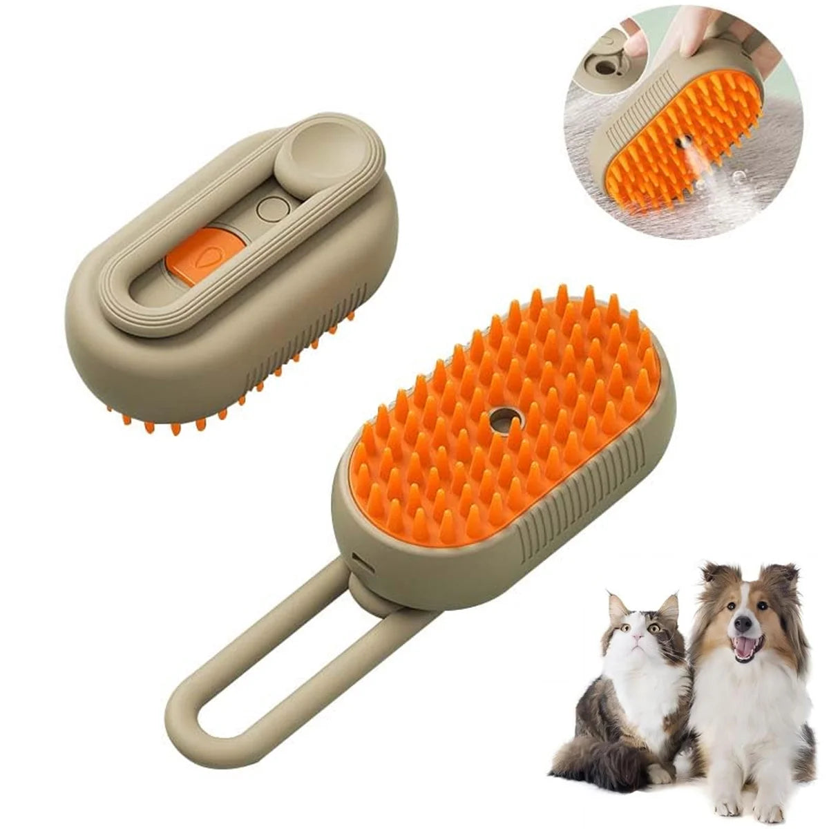 3-in-1 Cat Steam Brush - Self-Cleaning Steamer Comb for Cats, Light Green, Removes Tangles and Loose Hair