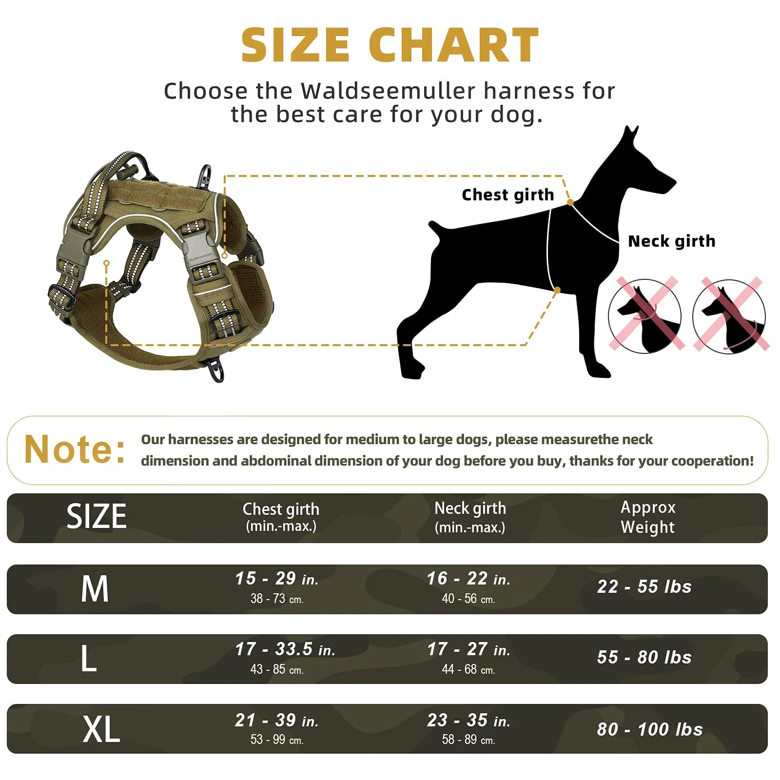 Tactical Dog Harness, Adjustable No-Pull Vest for Medium to Large Dogs, Breathable with MOLLE System, Reflective Military Design