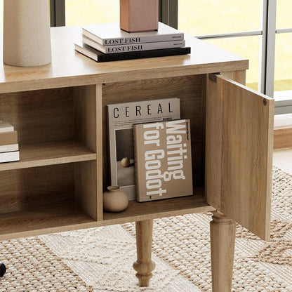 Oak Executive Workstation Set With Wireless Charging