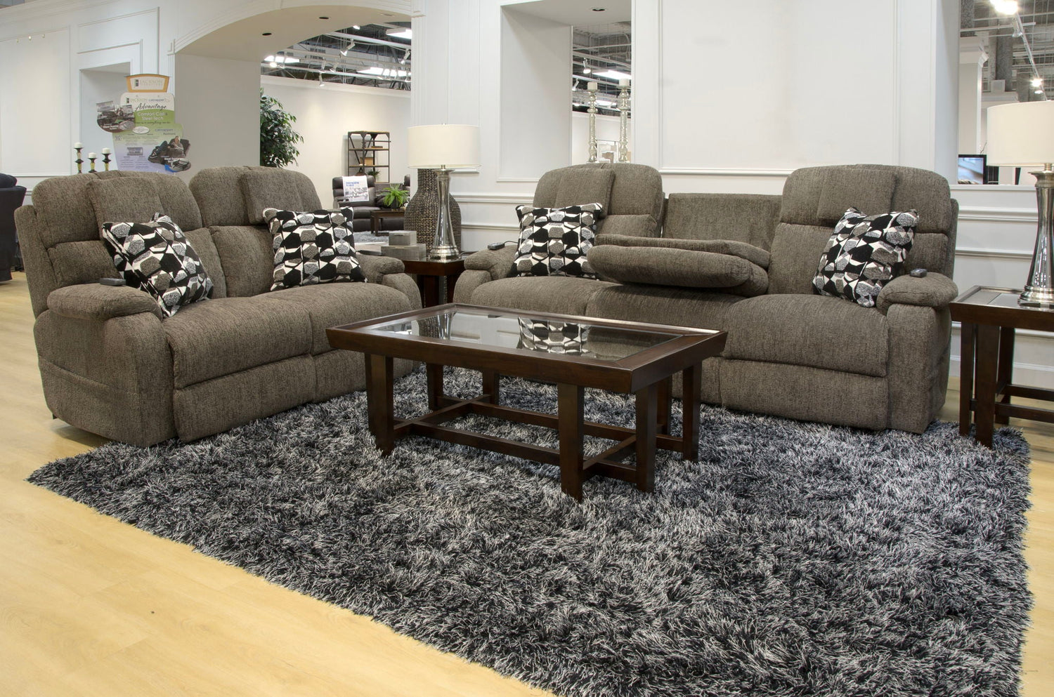 Solution-Dyed Polyester Power Reclining Loveseat in Fossil