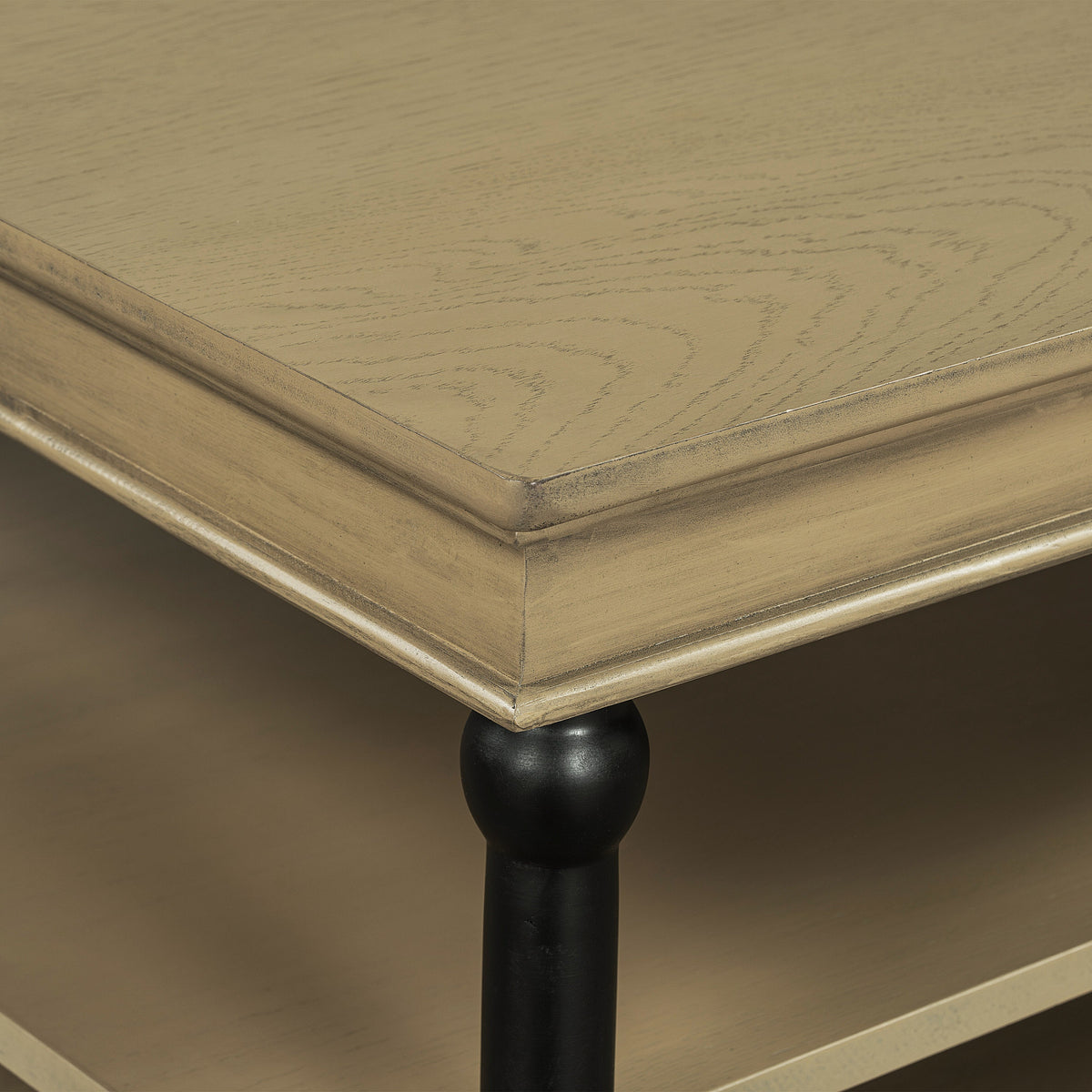 Wood Coffee Table with Black Legs and Open Storage Shelves - Brown