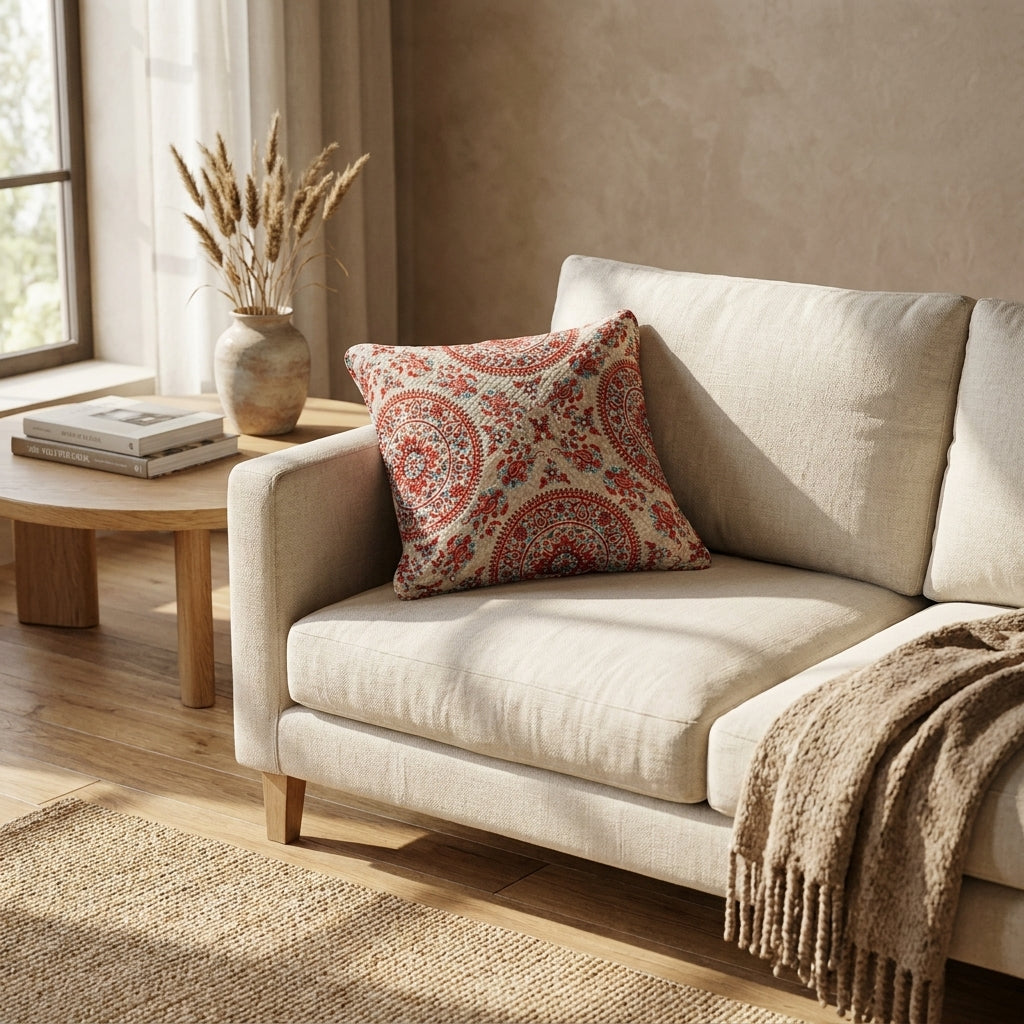 Microfiber Medallion Floral Euro Sham & Cushion Covers, Taupe