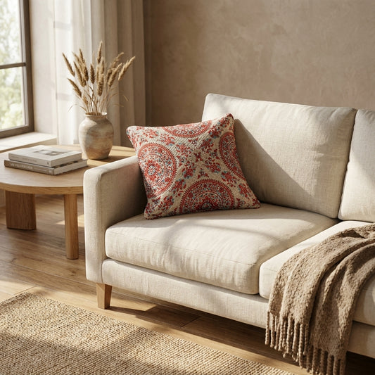 Microfiber Medallion Floral Euro Sham & Cushion Covers, Taupe