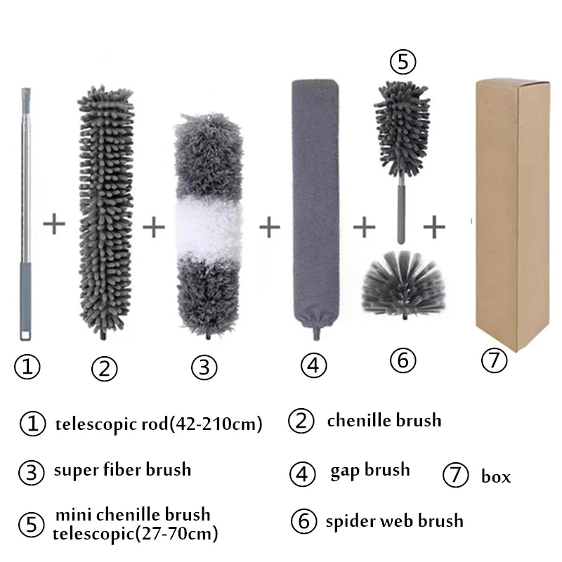 2024 Scalable Duster Brush - Spider Web and Ceiling Dust Remover with Chenille Microfiber Head, Telescopic Handle