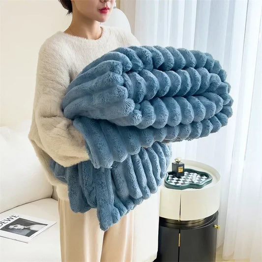 Ultra-Soft Artificial Rabbit Plush Blanket: Your Cozy Companion for Autumn and Winter