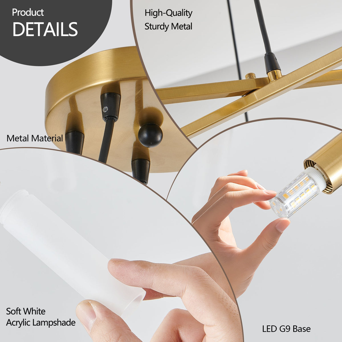 Golden Modern Chandelier Light Fixture with Branch Design - Gold