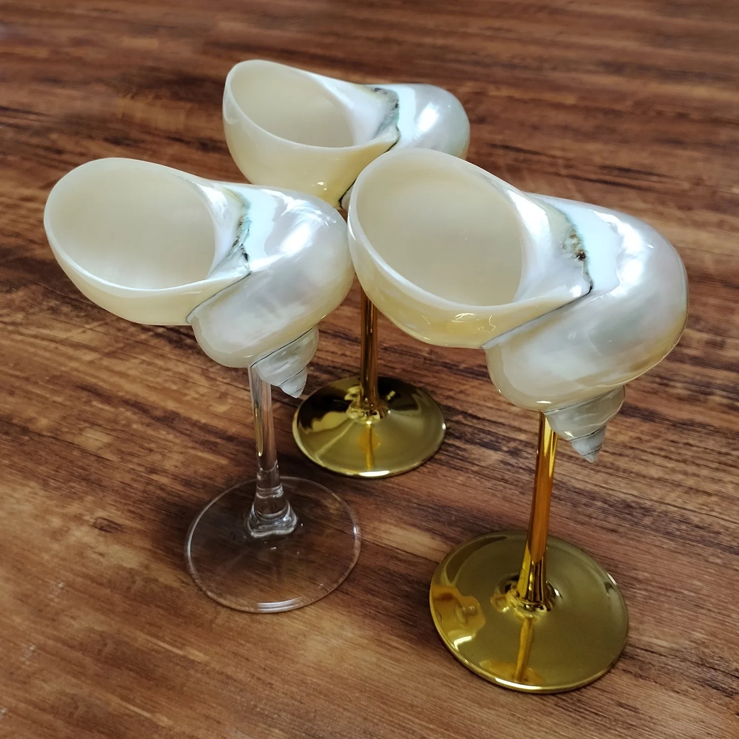 Natural Conch Shell Wine Glass - Handcrafted 6.3” Martini Goblet for Weddings and Special Occasions, Unique Seashell Design, Eco-Friendly Drinkware