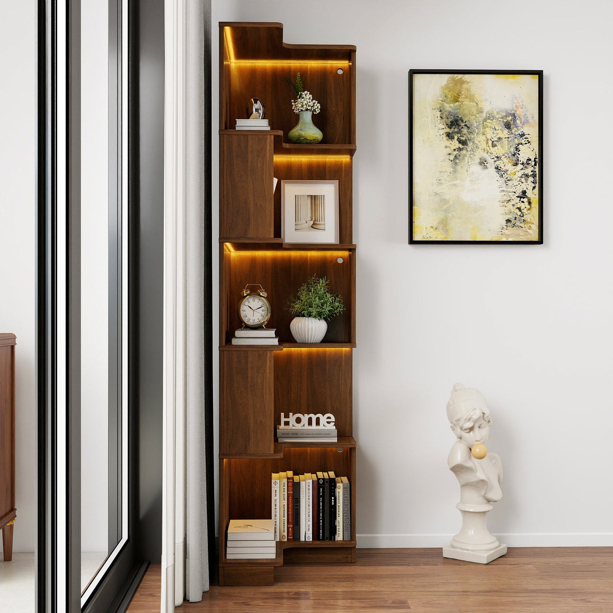 Corner Book Shelf - 5 Tier Corner Bookshelf