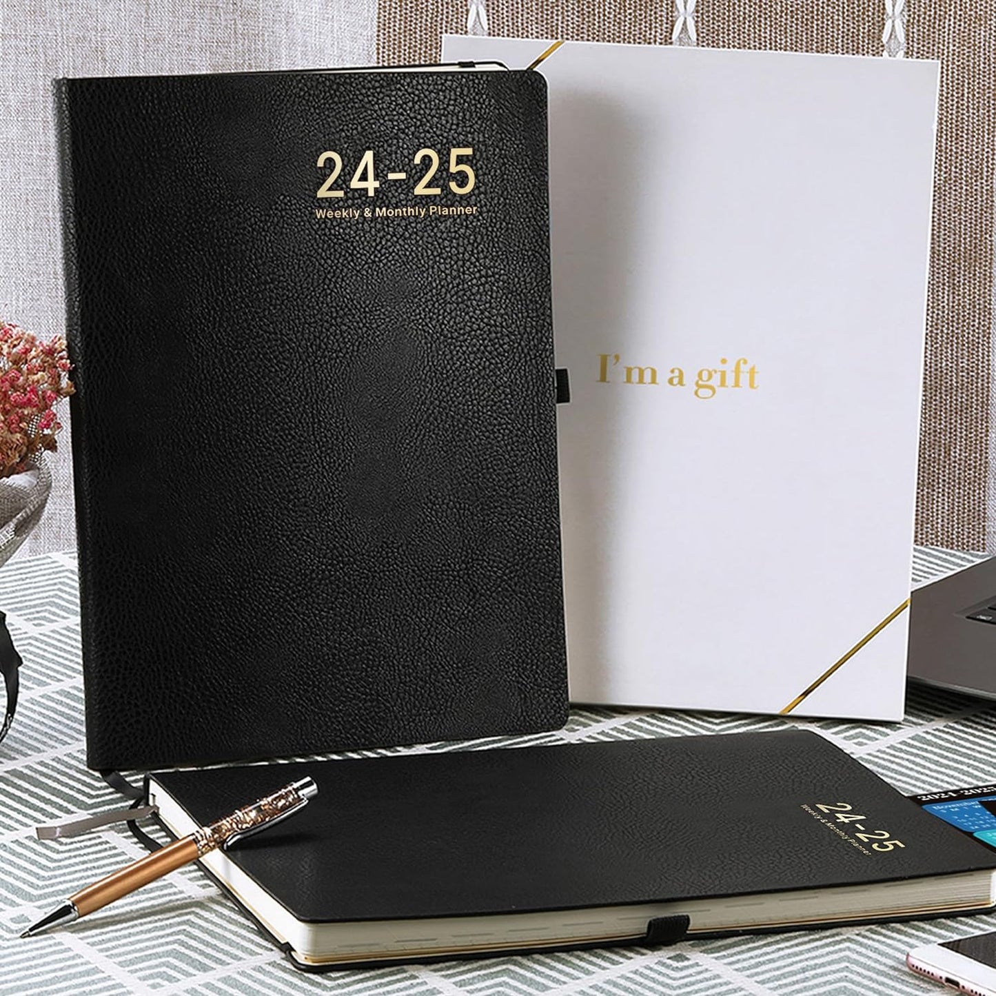 2024-2025 Planner - Weekly Monthly Planner 2024-2025, JUL 2024 - JUN 2025, 8.5" X 11", Leather Cover Planner 2024-2025 with Thick Paper, Back Pocket with Notes Pages - Black