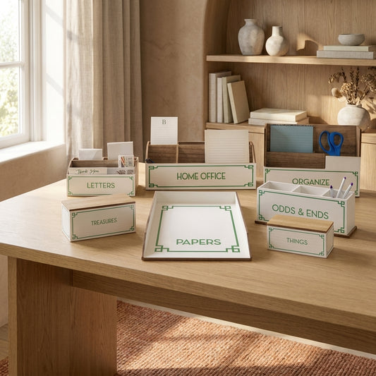 Green & White Desktop Organizer, Choose Your Style