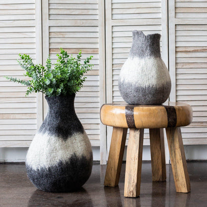 Eclipse Charcoal and Ivory Wool Gourd Basket