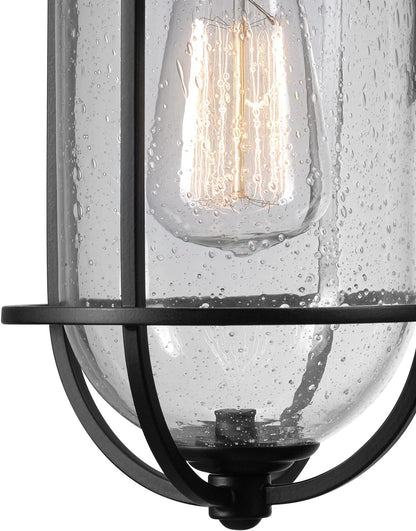 44094 1-Light Outdoor Wall Sconce, Black, Seeded Glass Shade, Light Fixture, outside Lights for House, Kitchen, Exterior Lighting, Indoor, Home Essentials, Modern