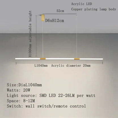 Elegant Copper Plating LED Pendant Lights - Modern Lighting for Living and Study Rooms