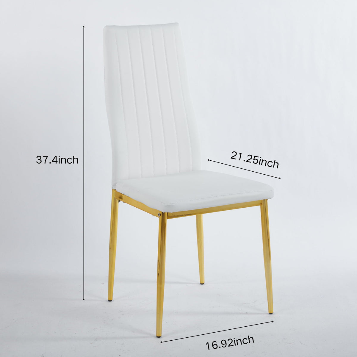 Elegant Legs Dining Chair Set of 4 with Metal Frame and Faux Leather Seat - Black or White