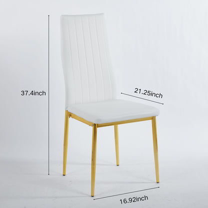 Elegant Legs Dining Chair Set of 4 with Metal Frame and Faux Leather Seat - Black or White