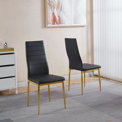 Elegant Legs Dining Chair Set of 4 with Metal Frame and Faux Leather Seat - Black or White