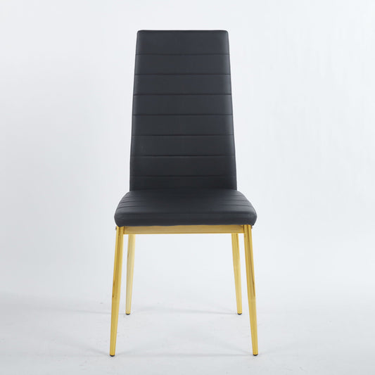 Elegant Legs Dining Chair Set of 4 with Metal Frame and Faux Leather Seat - Black or White