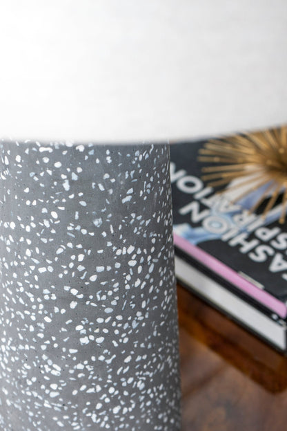 Artisan Multicolor Glass Table Lamp with Linen Shade - Black & Beige