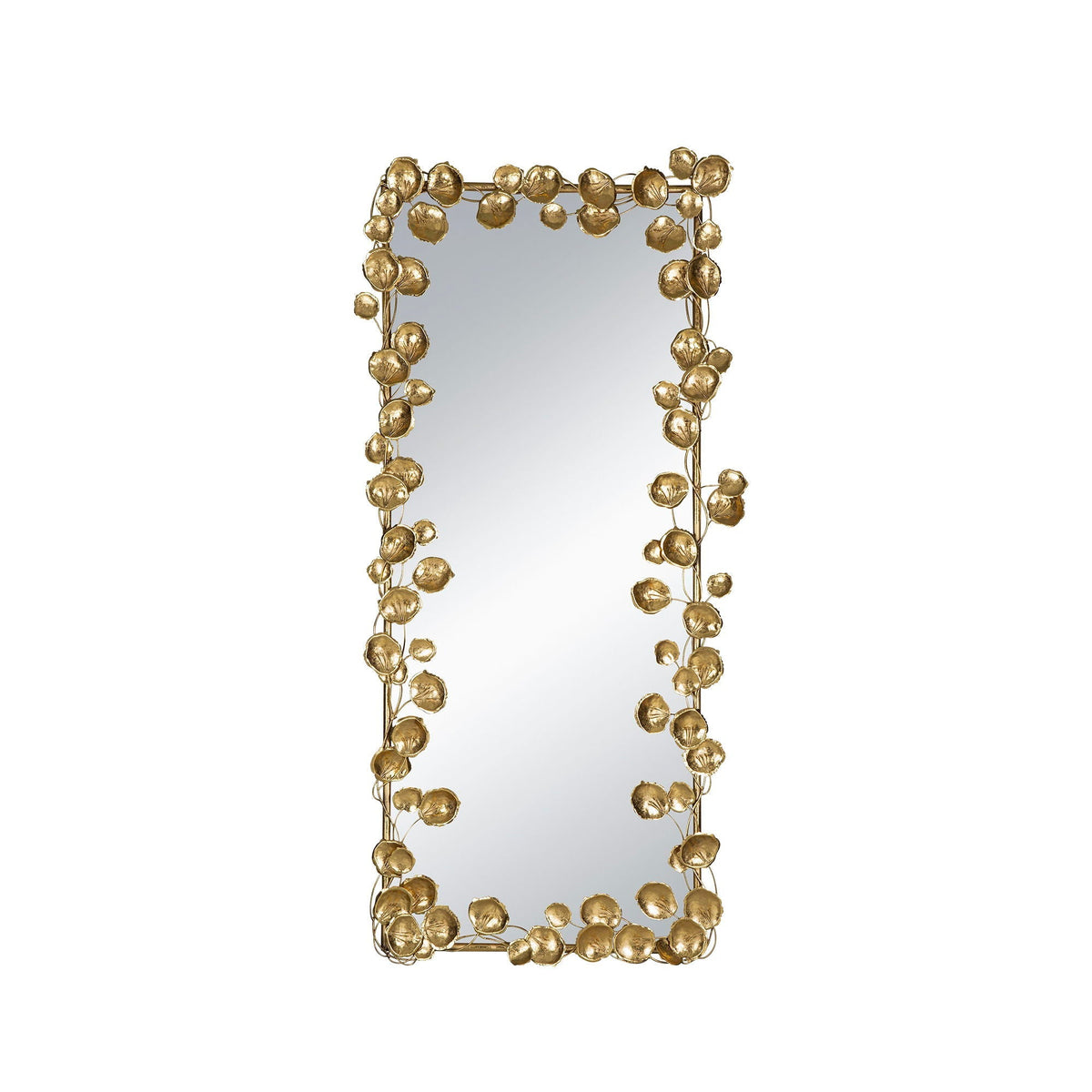 Full Length Floor Mirror with Gold Leaf Accents - Gold