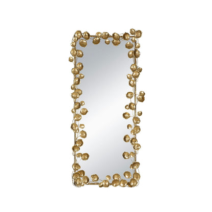 Full Length Floor Mirror with Gold Leaf Accents - Gold