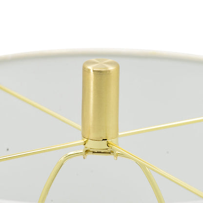 Marble Table Lamp with Brass Frame and White Fabric Shade - White + Gold
