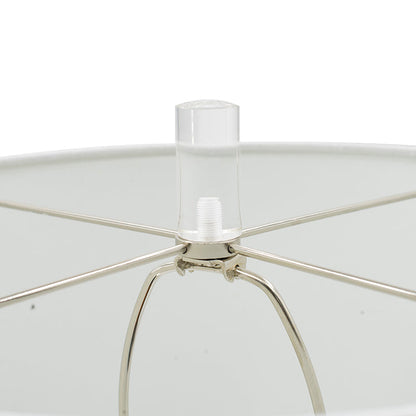 Sculpted Marble & Crystal Cylinder Table Lamp with White Drum Shade - White