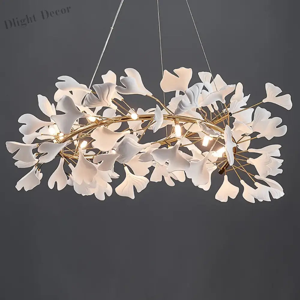 Exquisite Porcelain Leaves Chandeliers - Luxury LED Pendant Lights for Living Room, Bedroom, Hotel, and Restaurant Decor with Ginkgo Branch Lamp Design