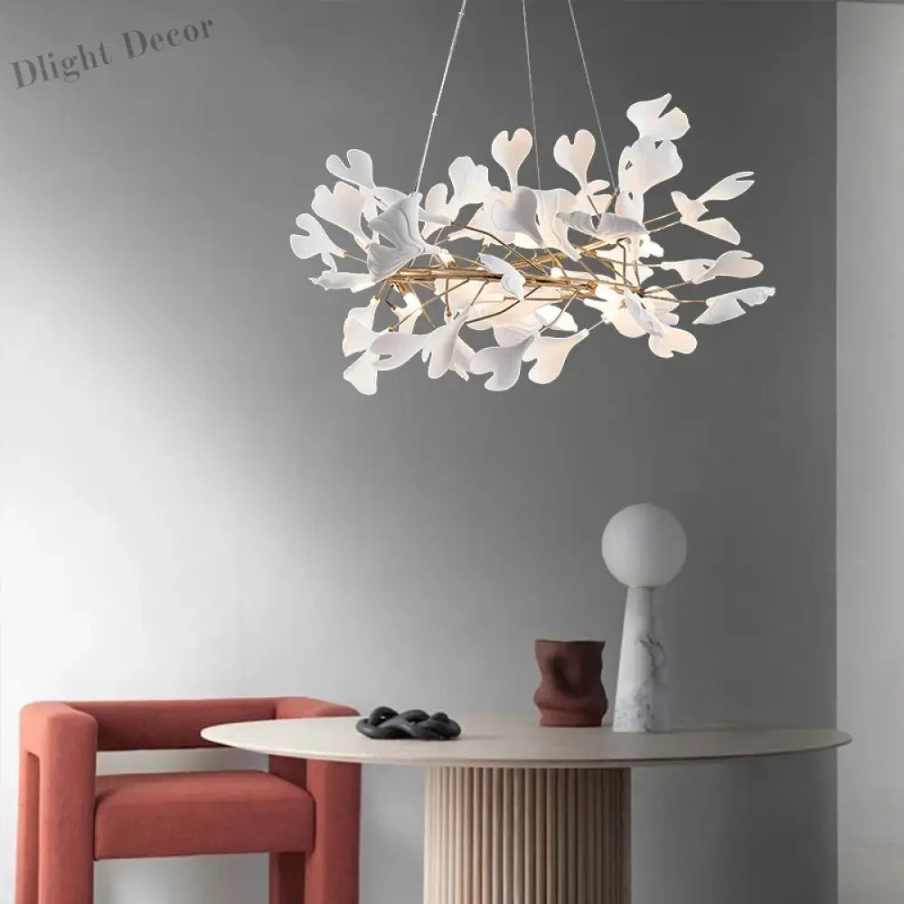 Exquisite Porcelain Leaves Chandeliers - Luxury LED Pendant Lights for Living Room, Bedroom, Hotel, and Restaurant Decor with Ginkgo Branch Lamp Design